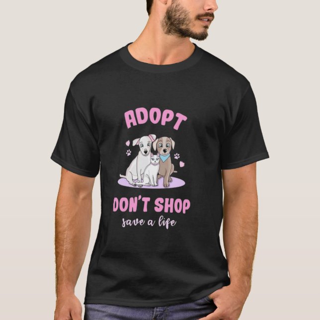 Camiseta Adote Não Compre Gato e Cachorro (Frente)
