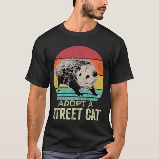 Camiseta Adote um gato de rua Funny Possum (Frente)