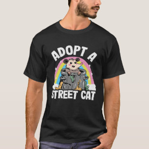 Camiseta Adote Um Gato De Rua Gambá Lixo Arco-íris Possum