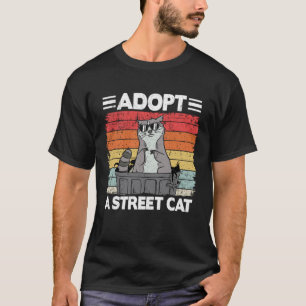 Camiseta Adote Um Gato De Rua Raccoon Engraçado 3