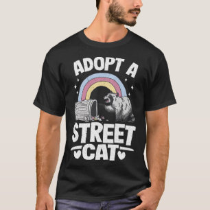 Camiseta Adote Um Gato De Rua Rainbow Funny Raccoon Pullove