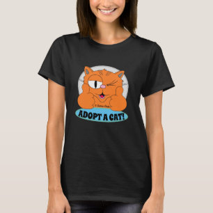 Camiseta ADOTE UM GATO! Polegar para Cima Cartoon Gato