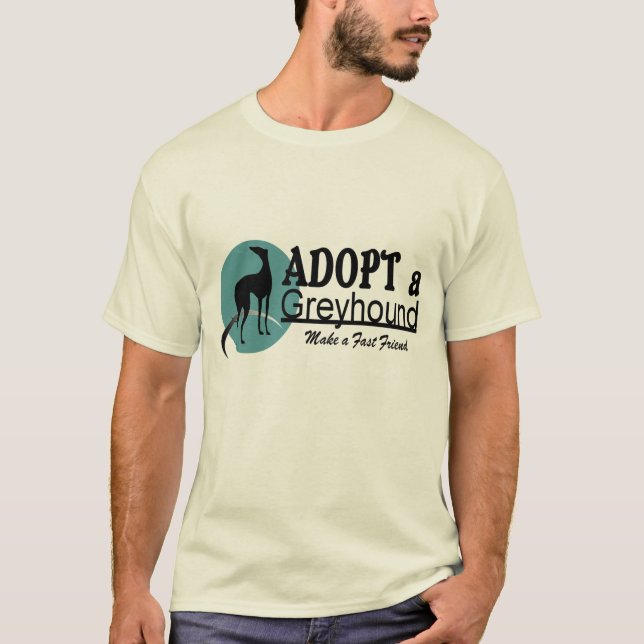 Camiseta Adote um logotipo do cão do galgo (Frente)
