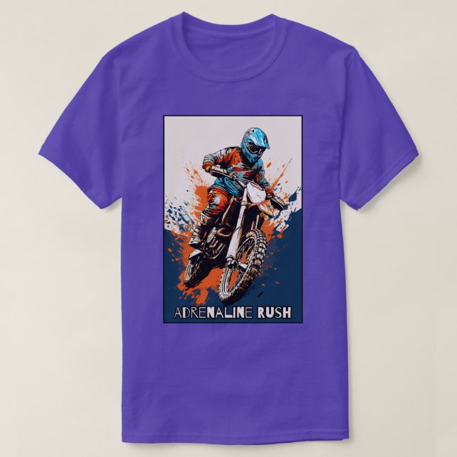 Camiseta Adrenaline Rush Dirt Andando Motocross (Frente do Design)