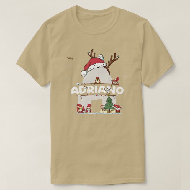 Camiseta Adriano Christmas com Adriano Nome para o Natal en (Frente do Design)
