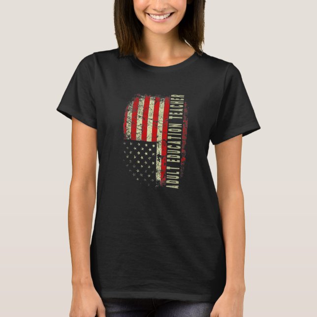 Camiseta Adult Education Teacher Day 4th Of July US Flag Pa (Frente)