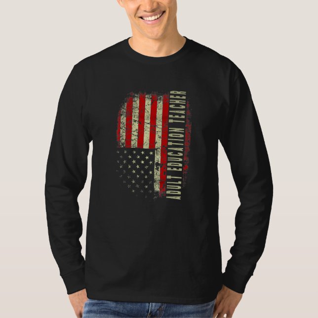 Camiseta Adult Education Teacher Day 4th Of July US Flag Pa (Frente)