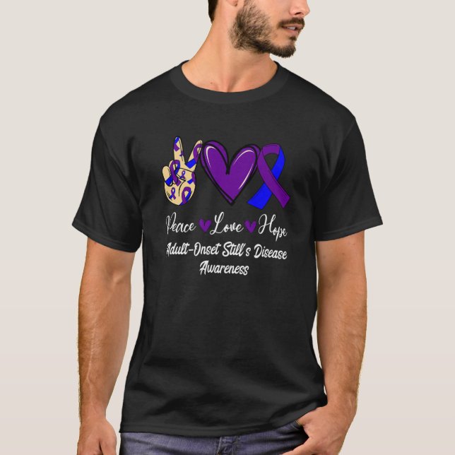 Camiseta Adult-Onset Still’S Disease Peace Love Hope Purple (Frente)