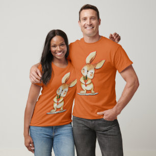 Camiseta Adulta Unisex Laranja-Coelho-Coelho-Coelh