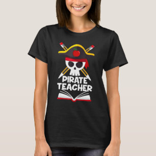 Camiseta Adulto de Caveira de Halloween, Professor Pirata