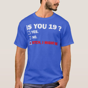 Camiseta Adulto Engraçado, Dezenove Anos, Nascimento 19