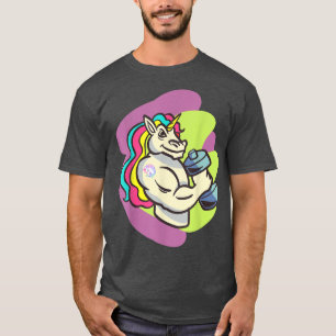 Camiseta Adulto ginásio de Unicórn, Dumbbell Bodybuilder