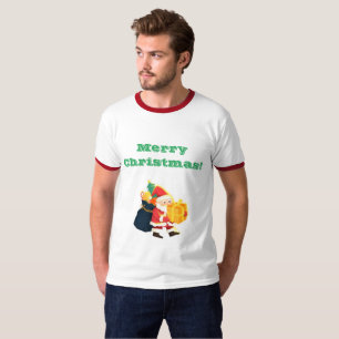 Camiseta Adulto M Branco/Natal Vermelho Deseja o Dedo Impre