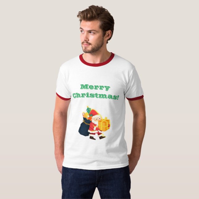 Camiseta Adulto M Branco/Natal Vermelho Deseja o Dedo Impre (Frente Completa)