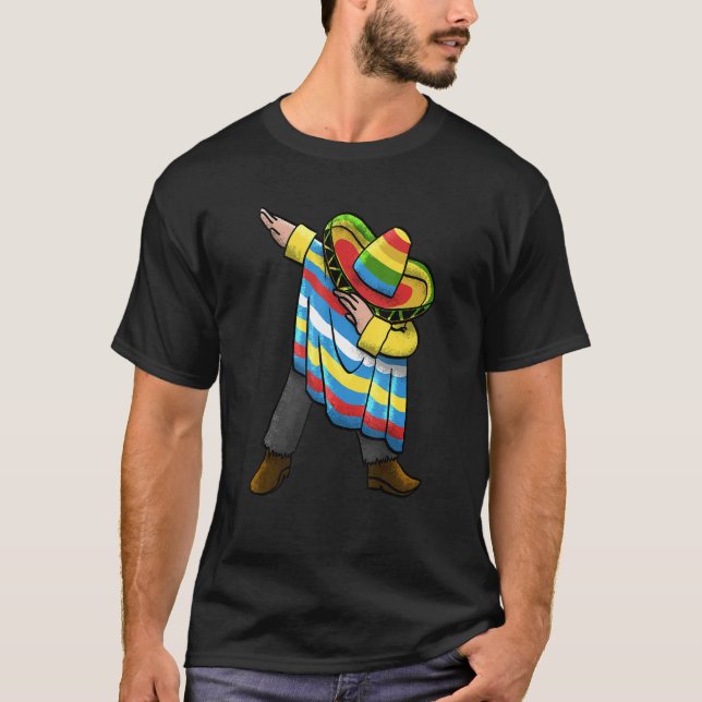 Camiseta Adulto mexicano do Partido Poncho Sombrero no Méxi (Frente)