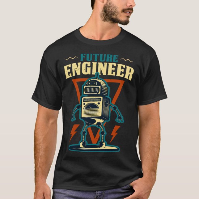 Camiseta Adultos e Ki Robóticos Robóticos para o Engenheiro (Frente)