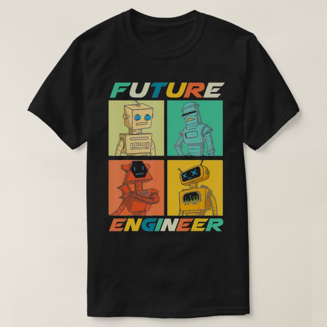 Camiseta Adultos e Ki Robóticos Robóticos para o Engenheiro (Frente do Design)