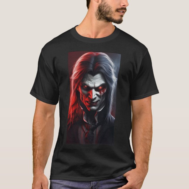 Camiseta Adultos vampiros de halloween sem morte humanoide  (Frente)