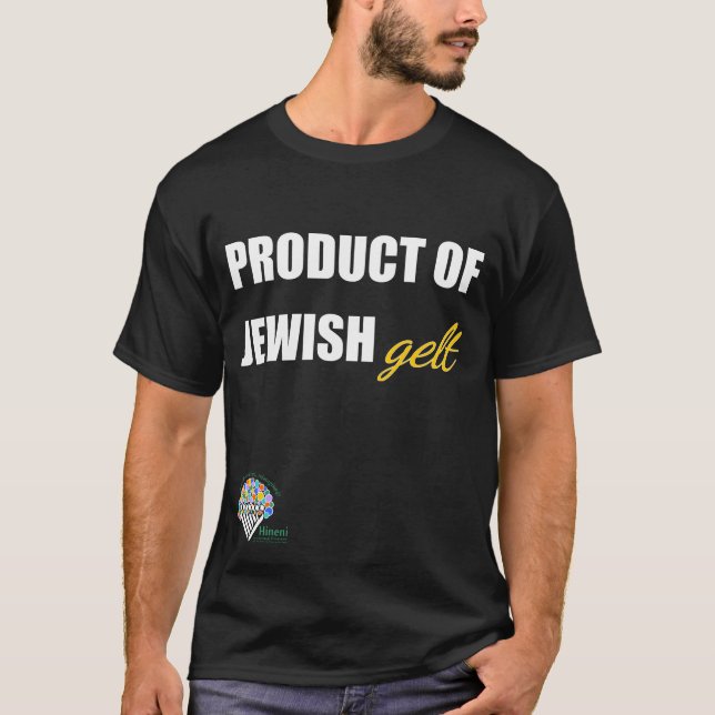 Camiseta Adults' Hanukkah Shirt - "Product of Jewish gelt" (Frente)