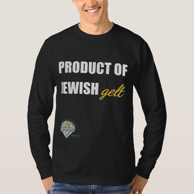 Camiseta Adults' Long-Sleeve Hanukkah Shirt - "Jewish gelt" (Frente)
