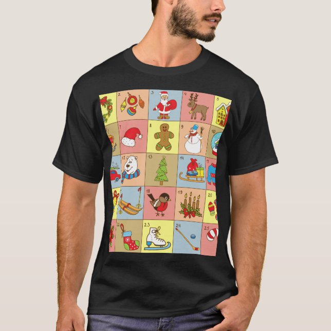 Camiseta Advento de Natal: Coleção de Elementos de Portas (Frente)