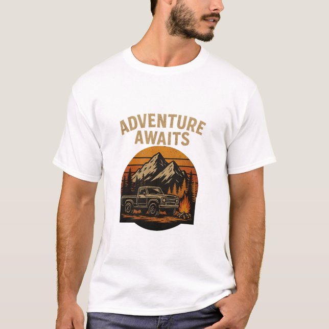 Camiseta Adventure Aguarda Camping T-Shirt Vintage (Frente)