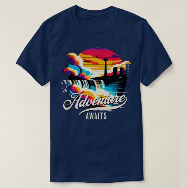 Camiseta Adventure Aguarda Niagara Falls Vintage Design (Frente do Design)