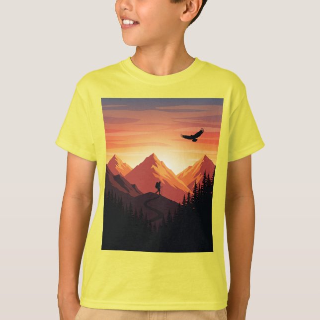 Camiseta Adventure Await Mountain Silhouette (Frente)