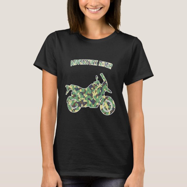 Camiseta Adventure Motorcycle Biker Off Road Rider Camoufla (Frente)