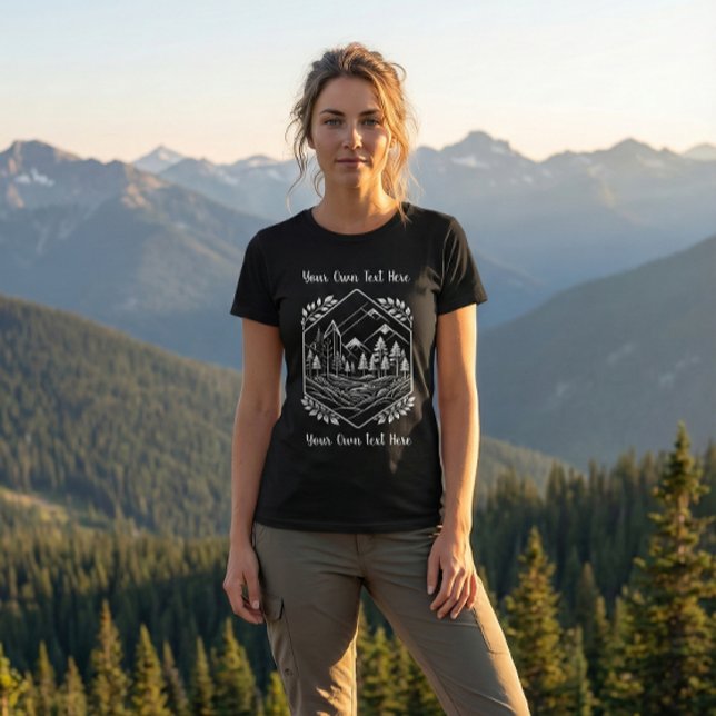 Camiseta Adventure Mountain Hexagon Nature Your Text (Adventure Mountain Hexagon Tee: Hit the trail! Your Text makes this hiker look uniquely yours.)