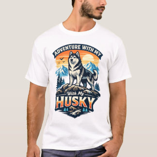 Camiseta Adventure With My Husky Dog Lover Design