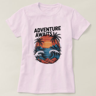 Camiseta Adventures Await: Bold Exploration T-Shirt Design