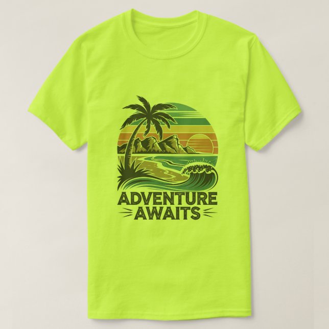 Camiseta Adventures Await: Bold Exploration T-Shirt Design (Frente do Design)