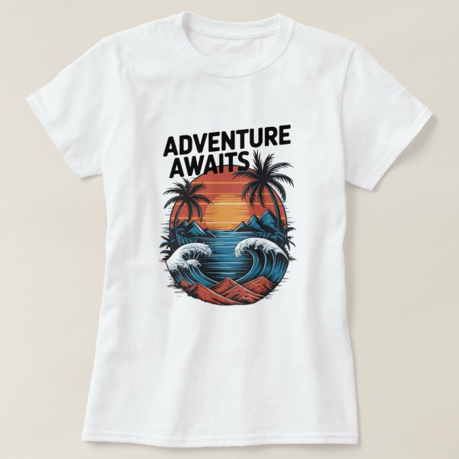 Camiseta  Adventures Await: Bold Exploration T-Shirt Design (Frente do Design)