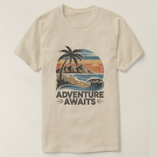 Camiseta Adventures Await: Bold Exploration T-Shirt Design