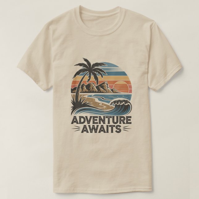 Camiseta Adventures Await: Bold Exploration T-Shirt Design (Frente do Design)