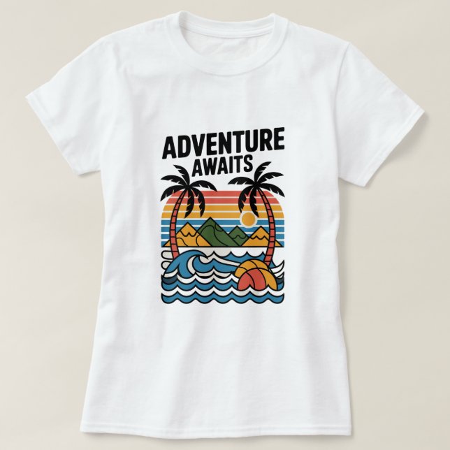 Camiseta  Adventures Await: Bold Exploration T-Shirt Design (Frente do Design)