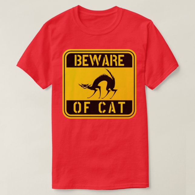 Camiseta ADVERTÊNCIA CUIDADO DO GATO maluco (Frente do Design)