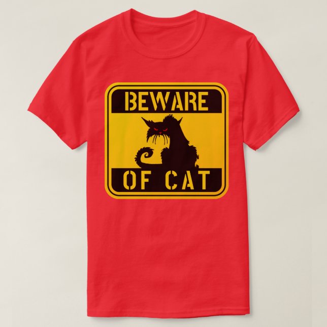 Camiseta ADVERTÊNCIA CUIDADO DO GATO maluco (Frente do Design)