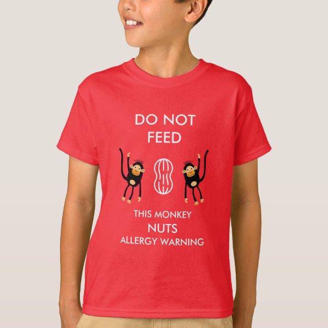 Camiseta Advertência sobre a alergia às crianças (Frente)