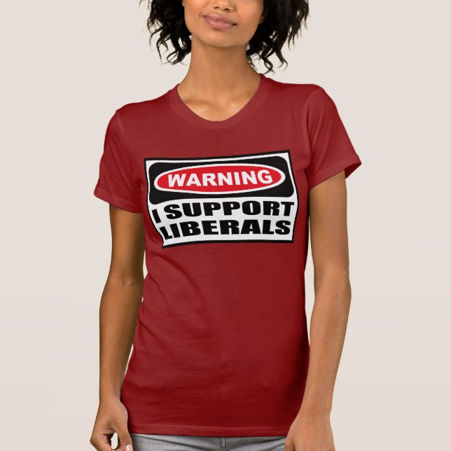 Camiseta Advertindo EU APOIO o t-shirt escuro das mulheres (Frente)