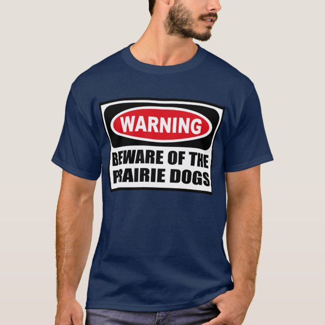 Camiseta Advertir BEWARE do T-Sh escuro dos homens dos CÃES (Frente)