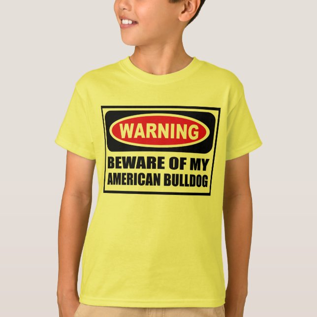 Camiseta Advertir BEWARE do T-Shir do MEU miúdo AMERICANO (Frente)