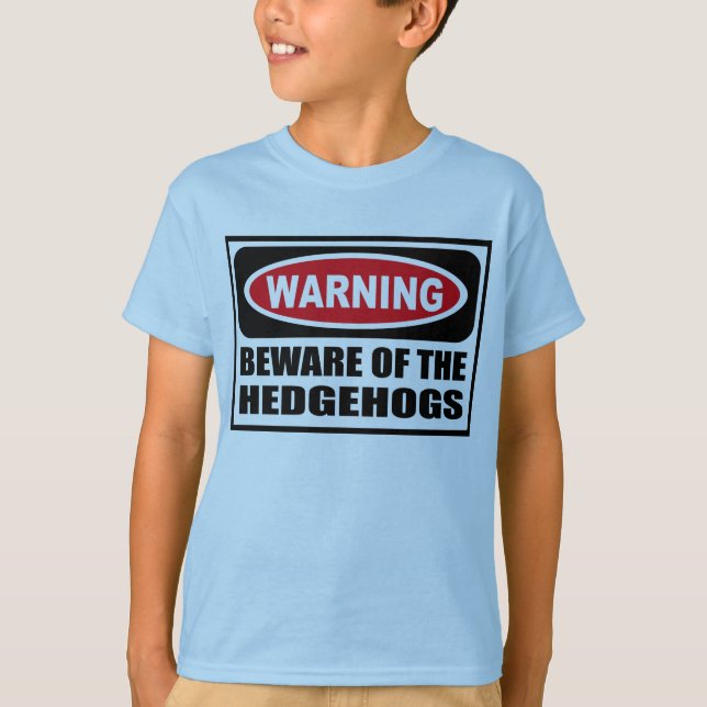 Camiseta Advertir BEWARE do t-shirt do miúdo dos OURIÇOS (Frente)