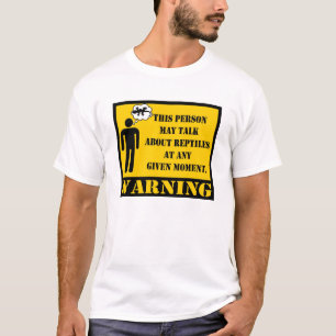 Camiseta Advertir esta pessoa pode falar sobre répteis