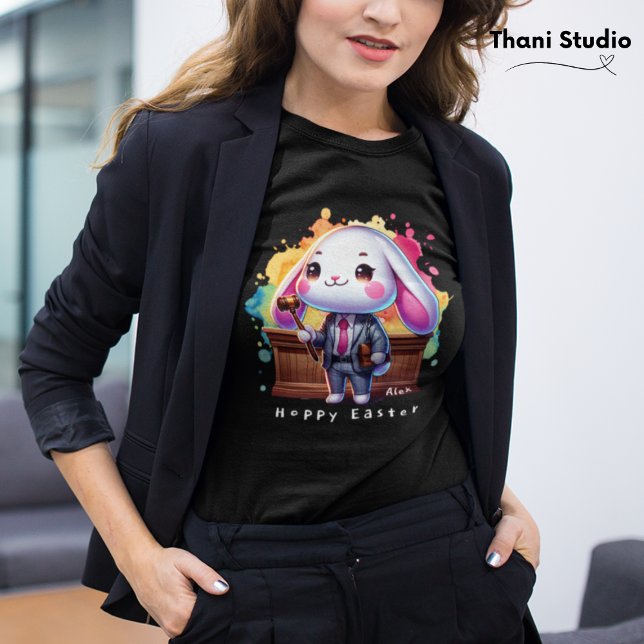 Camiseta Advogado de Coelho Cortado, Páscoa de Hoppy, Nome  (Criador carregado)