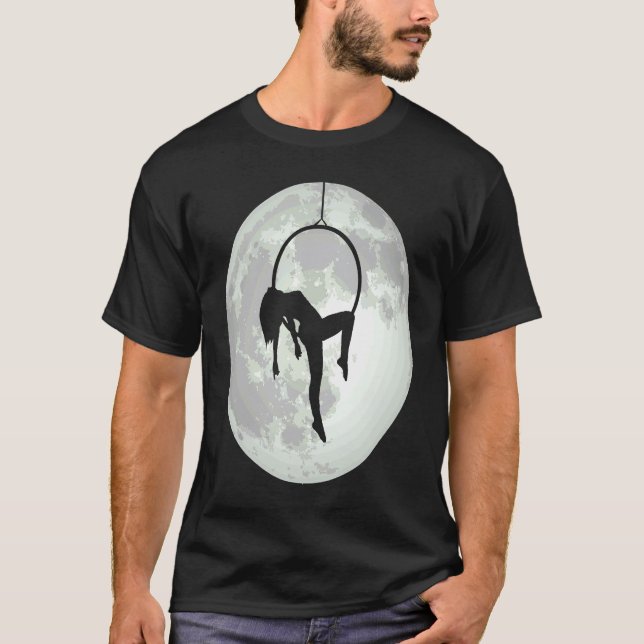 Camiseta Aéreo Lua Ioga Aéreo Circo Lira Trapézio Aéreo (Frente)