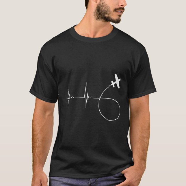 Camiseta Aerobatic Heartbeat Biplane Airshow Ekg Pulseline (Frente)