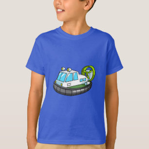 Camiseta Aerodeslizador branco, verde, e preto dos desenhos