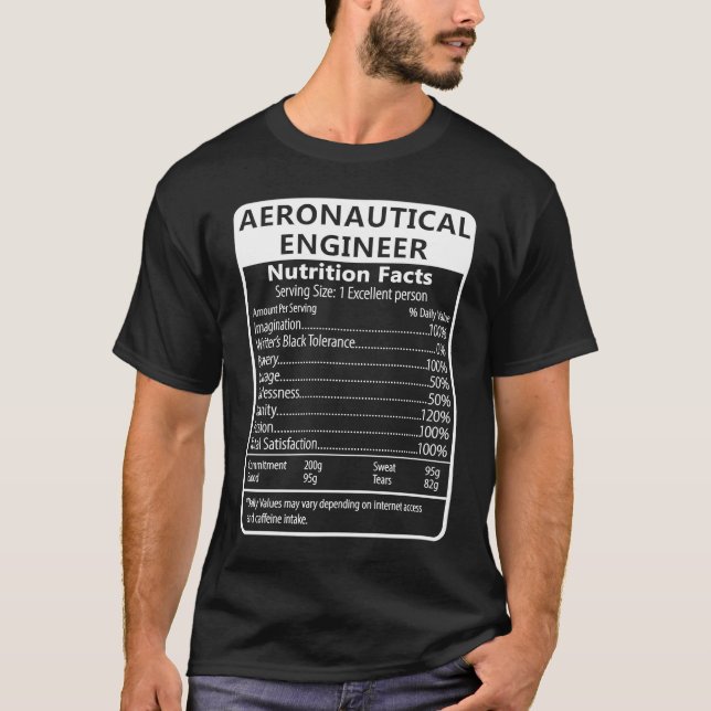 Camiseta Aeronautical Engineer Nutrition Facts Sarcastic (Frente)
